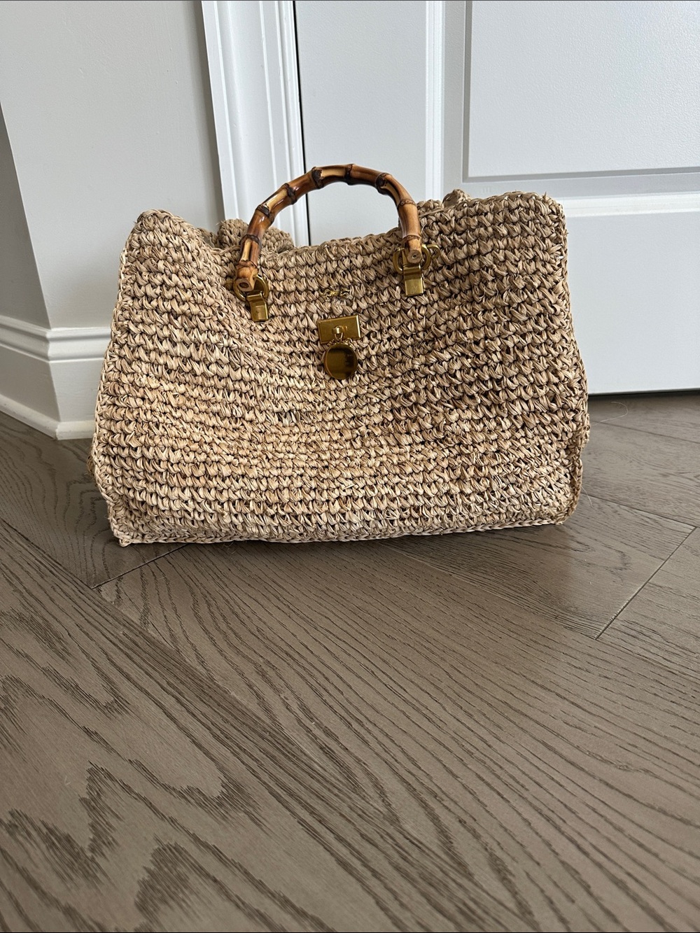 MME Astrud Tote - Natural Straw Tote with Bamboo-Accent Handles - Picture 11 of 13